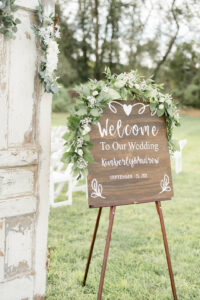 ceremony welcome sign, rustic wood ceremony sign, NJ ceremony details