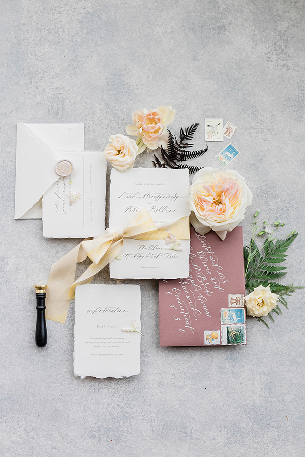 wedding paper, wedding invitations, minimalist wedding invitations, deckled wedding invitations, styled shoots across America