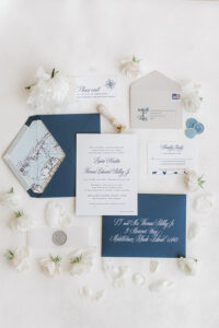wedding invitation suite, nautical wedding invitation, something blue wedding invitation, wedding day details, wedding flat lay, coastal wedding invitation suite