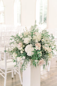 wedding ceremony flowers, wedding ceremony details, ceremony details, wedding flowers, Park Chateau Chapel florals