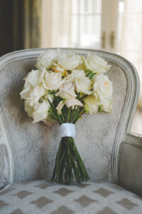 classic white roses bridal bouquet