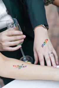 temporary tattoo bar, temporary tattoos during wedding reception, Alexa Lynn Photography, Contemporary Weddings Magazine