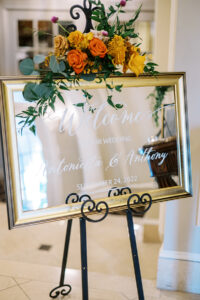 wedding mirror welcome sign