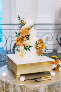terracotta floral wedding cake